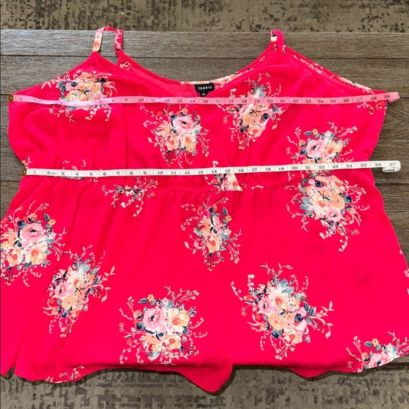Torrid Babydoll Georgette Surplice Cami Pink Floral - Picture 7 of 10